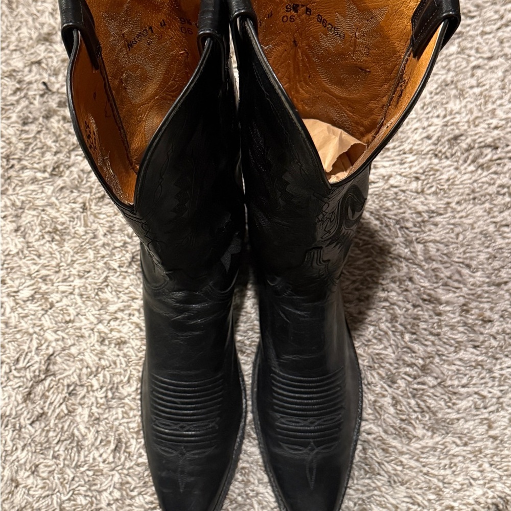 Lucchese Black Leather Heeled Boots